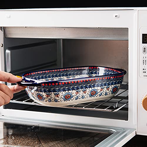 Baking Dish Ceramic Baking Pan Blue Casserole Dish Rectangular Baking Set 2pcs Bakeware Sets Single Serving Size Lasagna Pan Baking Dishes for oven