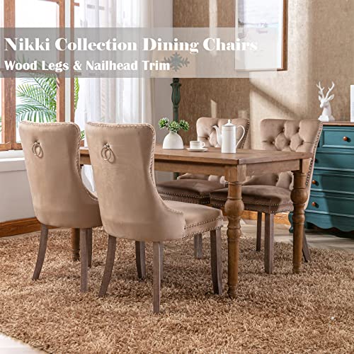 Khaki Velvet Dining Chairs Set of 6 (6 Count)