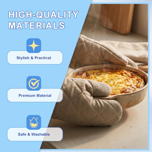 Grey 9" Quilted Oven Mitts 1 Pair Heat Resistant Kitchen (2 Count)
