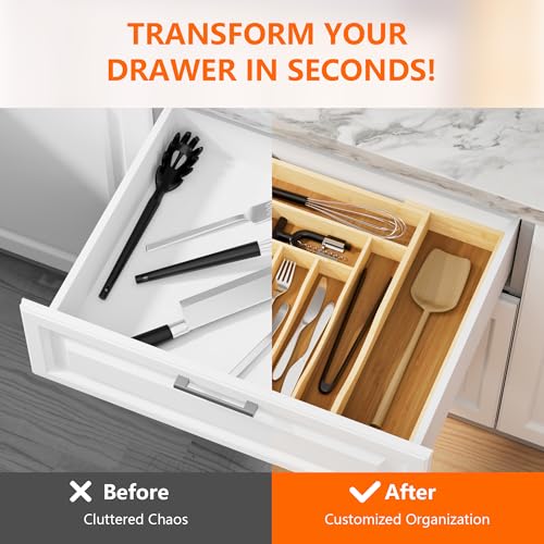 Expandable Bamboo Drawer Organizer Cutlery 7