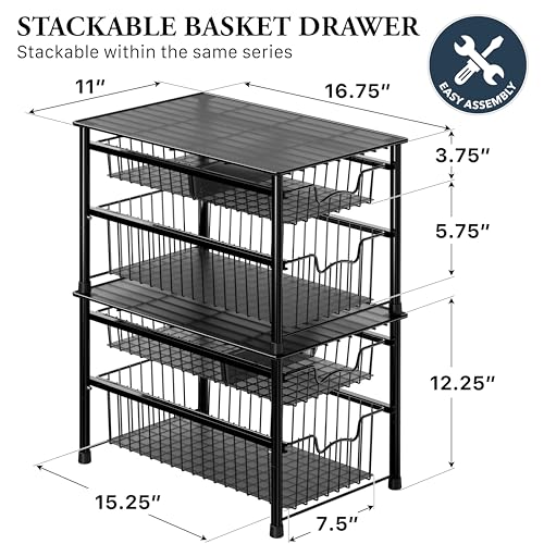 Stackable Sliding Basket Organizer Drawer