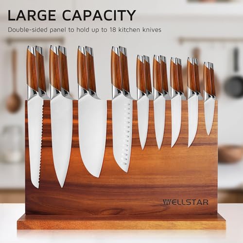 Extra Large Acacia Magnetic Knife Block 16x10 Inches