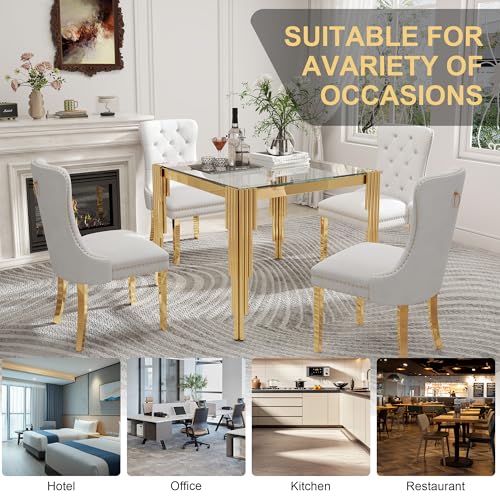 35'' Modern Square Glass Dining Table for 4 People