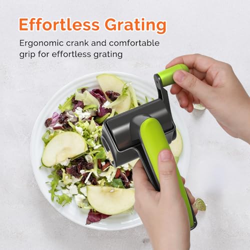 Patented Handheld Parmesan Cheese Grater with 2 Rotary Drums
