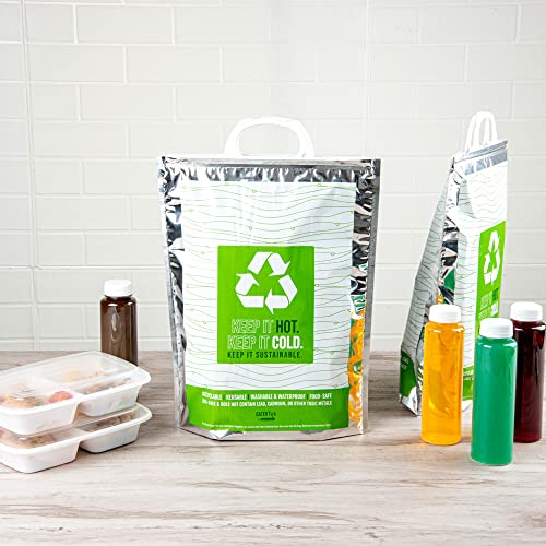 Green And Silver Plastic Thermal Bag (10 Count)