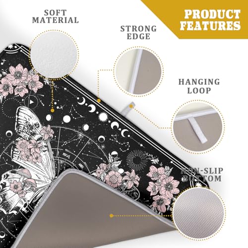 Skeleton Butterfly Dish Drying Mat Black Skull Absorbent Dish Drainer for Kitchen Counter Holiday Decor