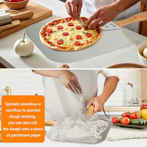 14-Inch x 16-Inch Aluminum Pizza Peel with Wooden Handle