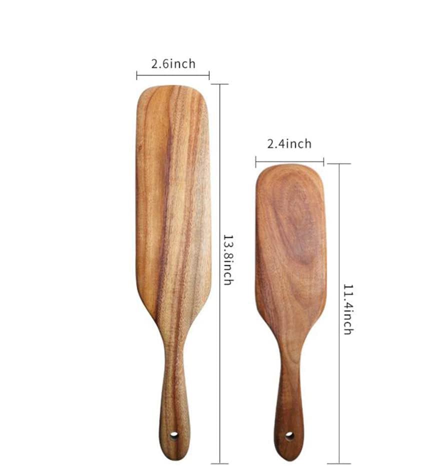 Spurtle Set Natural Acacia Wooden Kitchen Utensils Set of 2 (2 Count)