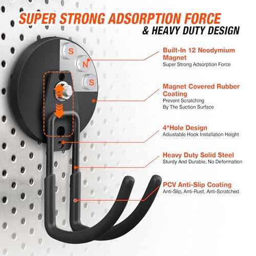 2 Pack Large Strong Magnetic Hooks for Hanging Heavy Duty (2 Count)