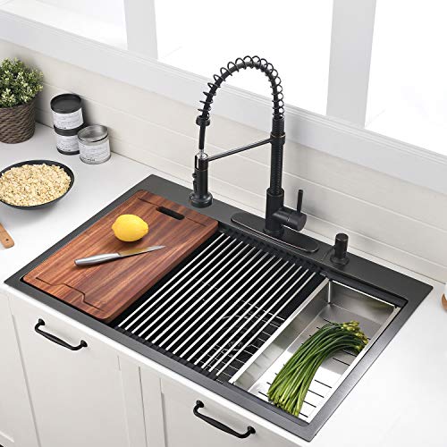 28 Inch Black Drop In Kitchen Sink