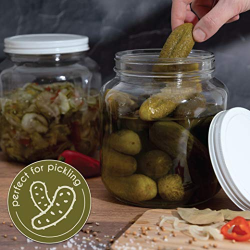 6 Pack Half Gallon Glass Mason Jar Wide Mouth with Airtight Metal Lid