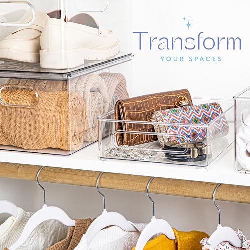 Plastic Food Storage 8 Pack Clear Container Bin with Handles for Organizing Kitchen (8 Count)