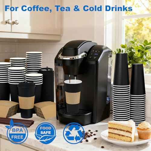 20 oz 50 Pack Coffee Cups with Lids and Sleeves (50 Count)