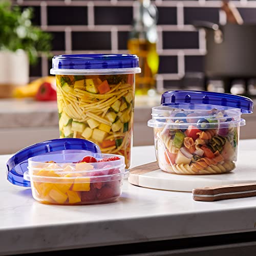 6 Pack Twist Cap Food Storage Containers with Blue Screw on Lid