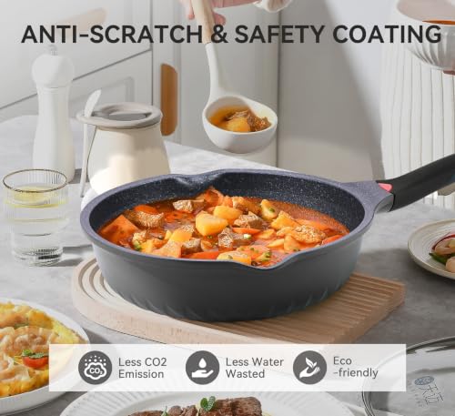 12.5Inch Black Deep Nonstick Skillet