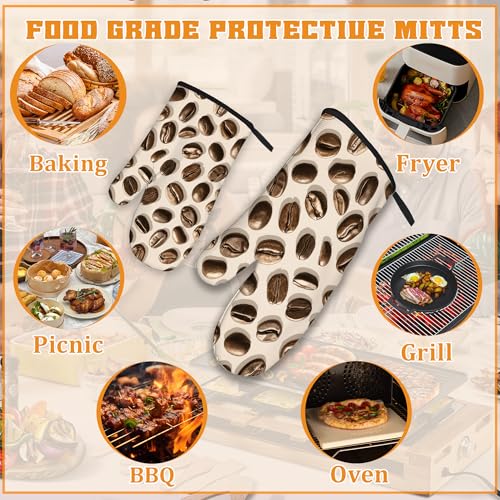 Coffee Bean Oven Mitts and Pot Holders Set (4 Count)