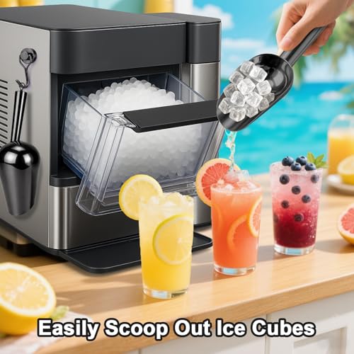 Stainless Steel Ice Scoop for Freezer with Magnetic Hook & Ice Tongs