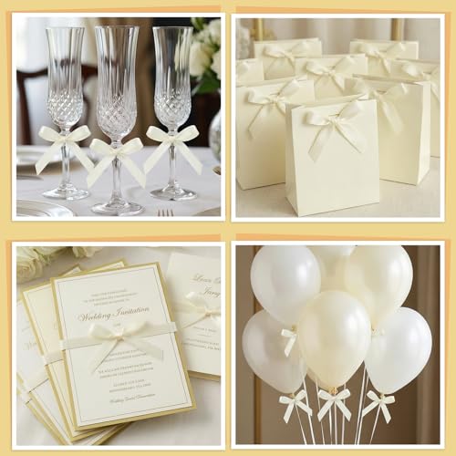 30 Pack Ivory Ribbon Bows for Cake Decorations Pre (30 Count)
