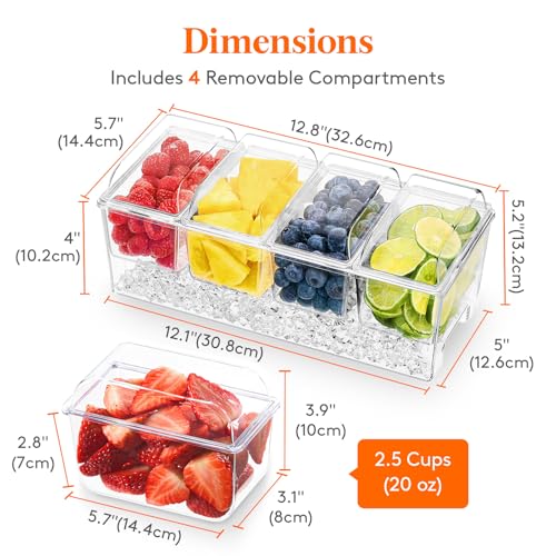 Chilled Condiment Caddy with 4 Compartment & Individual Lids