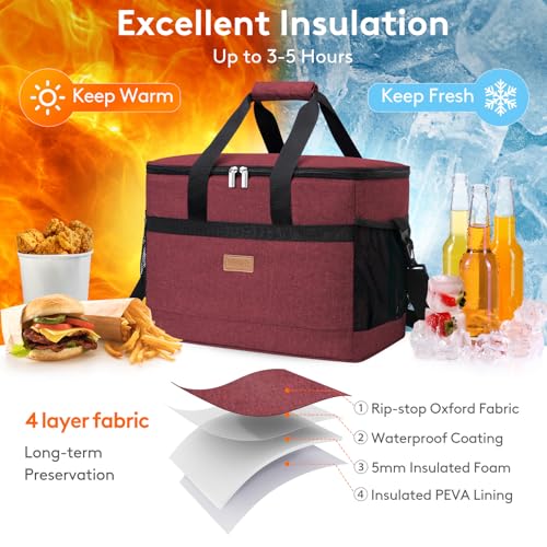 Cooler Bag 50 Cans Collapsible and Insulated Large Lunch Bag Leakproof Soft Cooler Portable for Camping