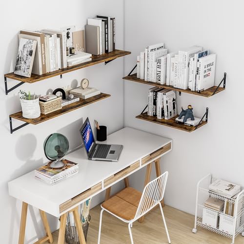 48W x 12D Deep Floating Shelves Set of 2 Rustic Brown