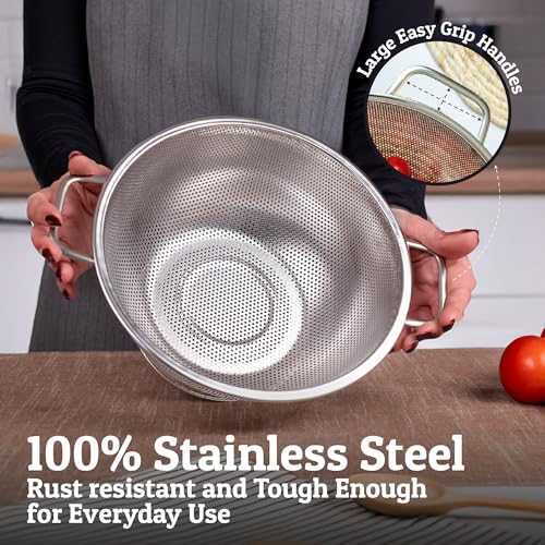 PriorityChef Premium 4 Qrt Stainless Steel Colander for Kitchen