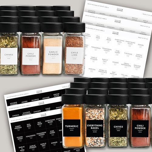 Glass Spice Jars with Label 24 PK (24 Count)