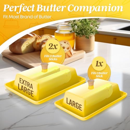Large Ceramic Butter Dish with Lid for Countertop
