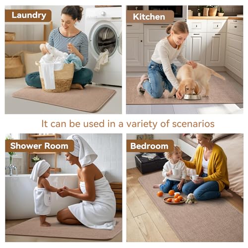 Kitchen Rugs Kitchen Mats for Floor Non Slip Washable Brown 17"x30" (3.55 Sq Ft)
