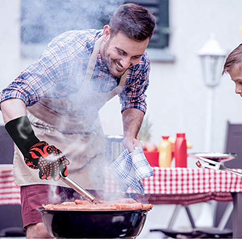 BBQ Gloves 1472 Degree F Heat Resistant Grilling Gloves Silicone Non (2 Count)