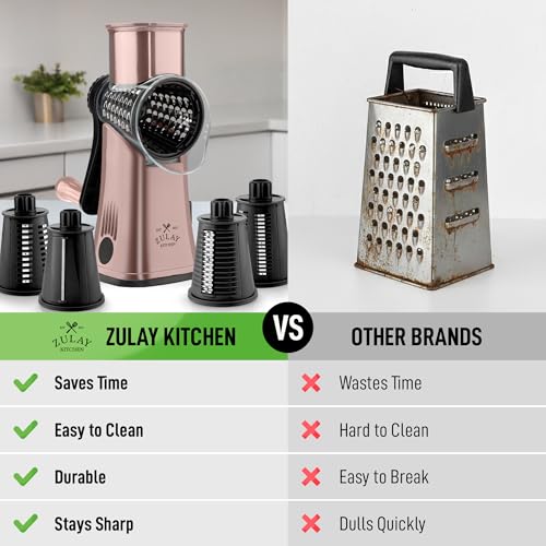 Rotary Cheese Grater Manual Hand Crank 5 Blade Shredder