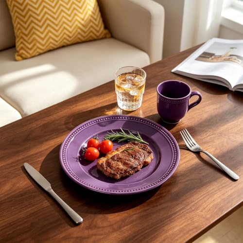 HomeVSS 16 PC Pearl Dots Stoneware Dinnerware Set