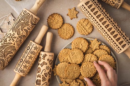 WINTER Embossing Rolling Pin for Christmas Cookies