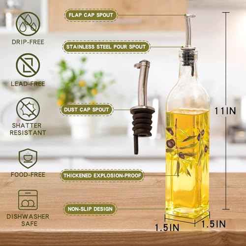 Topadorn 17oz Glass Olive Oil Dispenser Bottle (2 Count)