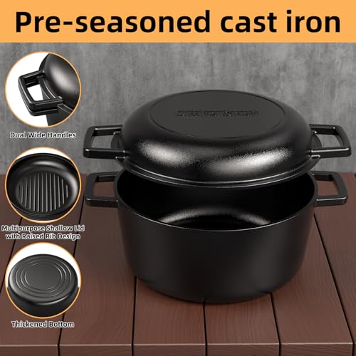 Cast Iron Dutch Oven Pot with Skillet Lid