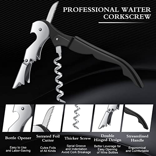 Waiter Corkscrew Wine Openers Heavy Duty Hinges Wine Key Bottle Opener All in One Double Hinged Waiter's Corkscrew with Foil Cutter Wine Tools for Bartenders Servers Sommelier (100 Count)