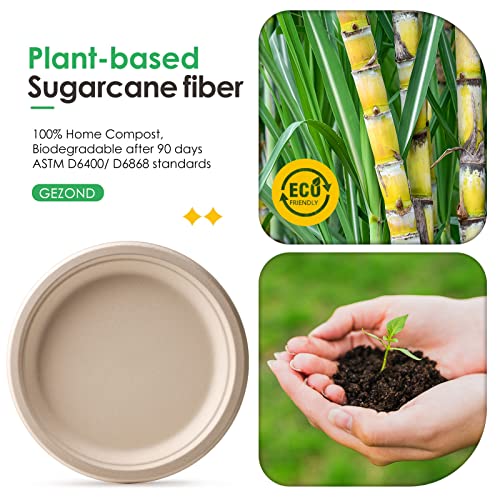 100% Compostable Plates 9 Inch 150 Pack Disposable Plates Heavy (150 Count)