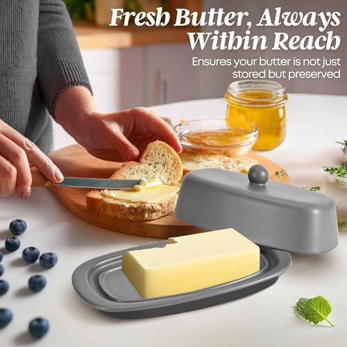 Standard Ceramic Butter Dish with Lid for Countertop