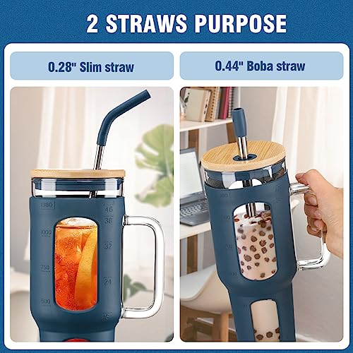 Glass Tumbler with Lid and Straw