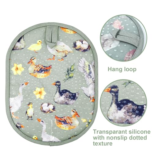 Pot Holders with Transparent Clear Silicone Shell and Nice Duck Flower (2 Count)