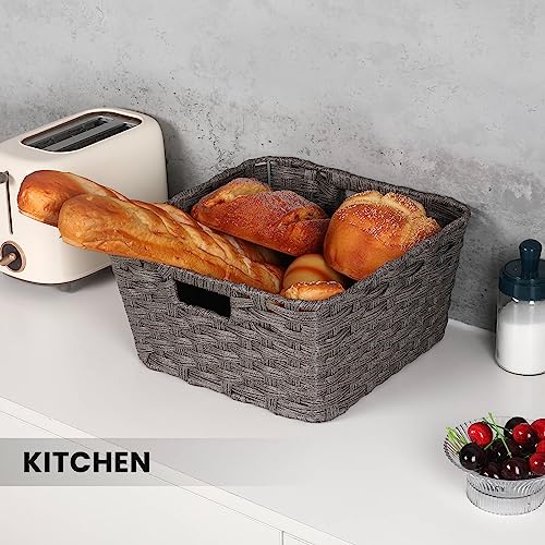 2 Pack Plastic Wicker Storage Baskets for Bathroom (2 Count)