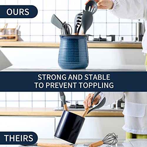 Extra Large Ceramic Utensil Holder Crock for Kitchen Counter