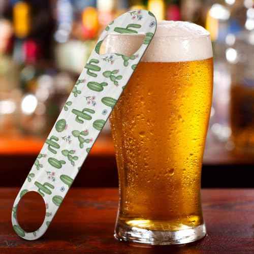 Watercolor Cactus and Flowers Stainless Steel Bottle Opener Pastel Floral Cacti Tropical Green Succulents Flat Beer Bottle Opener Keychain for Home Kitchen Bar Restaurant Party Birthday Gift
