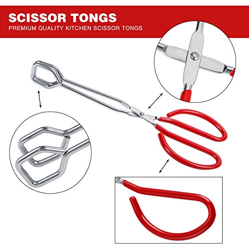 Stainless Steel Scissor Tongs Heavy Duty Cooking Tongs with Soft Handles