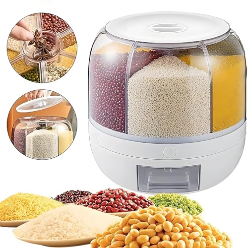 Rotating Grain Storage Bin 6 Grids Rice Container One