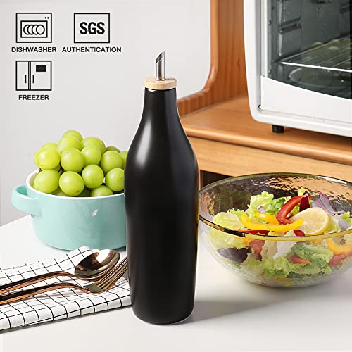 Sweejar Matte Ceramic Olive Oil Dispenser Bottles with Bamboo Tray