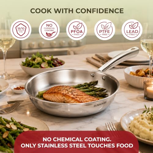 Tri Ply Stainless Steel Frying Pans Set (3 Count)