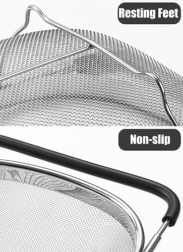 Fine Mesh Colander Over The Sink 6 Quart Stainless Steel Strainer Basket