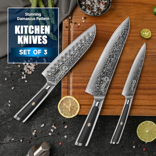 Damascus Kitchen Knife Set 3 Piece (3 Count)