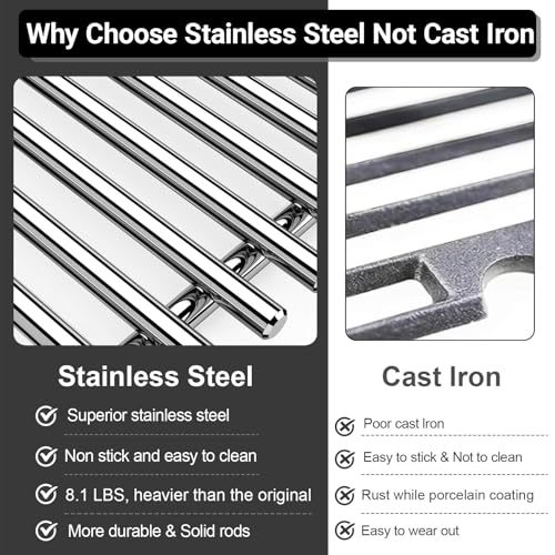 Spirit Grill Grates Stainless Steel 7637 for Weber Spirit E210 Grill Replacement for Weber Spirit 200 & Spirit GS4 II E210 Grill Parts for Weber Spirit Stainless Steel Grates 17.5" E210 E220 S210 S220